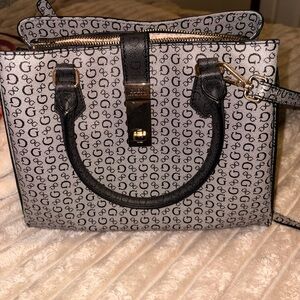 Guess Monogram Black and Gray Satchel